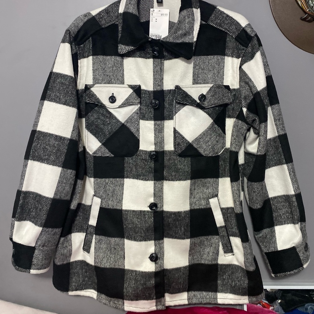 Plaid Oversized Shirt Jacket - Picture 2 of 5